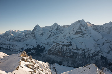swiss alps landscape on a beautiful winter day, view from schilthorn canton bern