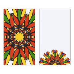 Art traditional, Islam, Arabic, Indian, magazine, elements with mandala. Set of two flyer pages ornament illustration concept. Vector greeting card or invitation layout design. Multicolor