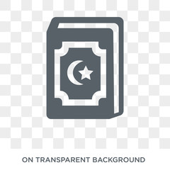 Quran icon. Trendy flat vector Quran icon on transparent background from Religion collection. High quality filled Quran symbol use for web and mobile