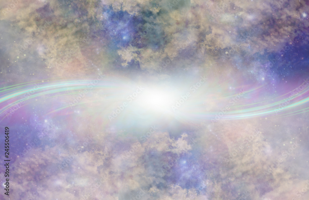 Wall mural parallel universe portal background - two beautiful heavenly galaxy planes with complex cloud format