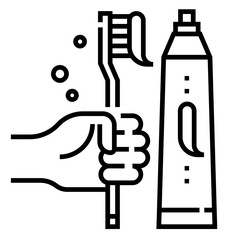 Brush teeth Line illustration