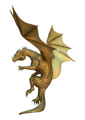 3D Rendering Fairy Tale Dragon on White