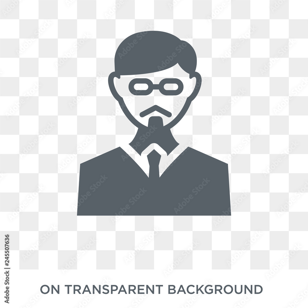 Poster professor icon. trendy flat vector professor icon on transparent background from professions collect
