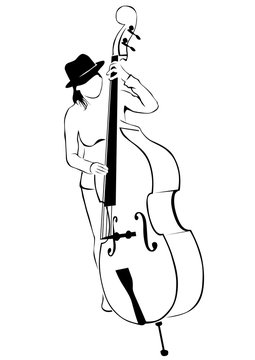 Music man whit jazz band on white background