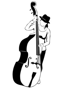 Music man whit jazz band on white background