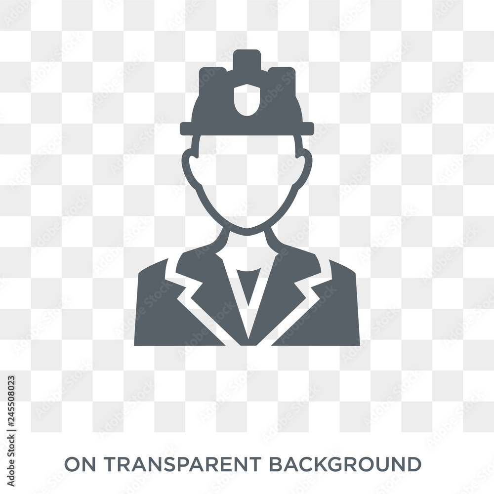 Poster fireman icon. trendy flat vector fireman icon on transparent background from professions collection.