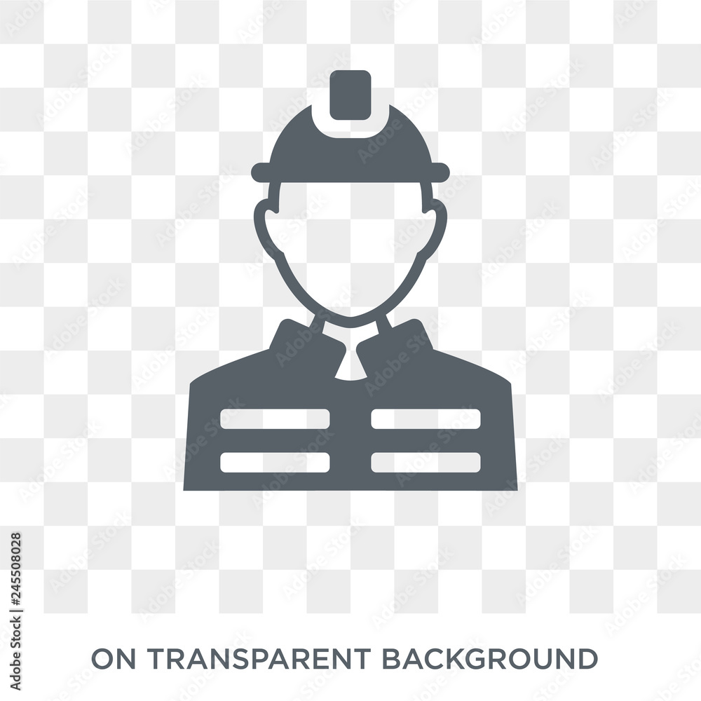 Poster firefighter icon. trendy flat vector firefighter icon on transparent background from professions col