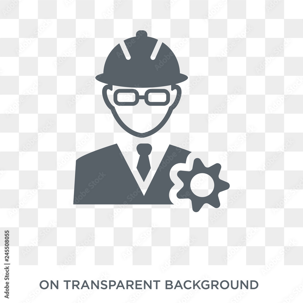 Poster engineer icon. trendy flat vector engineer icon on transparent background from professions collectio