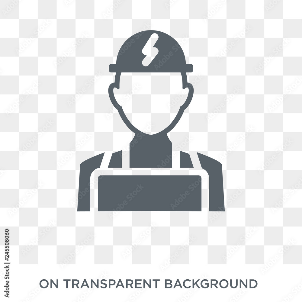 Poster electrician icon. trendy flat vector electrician icon on transparent background from professions col