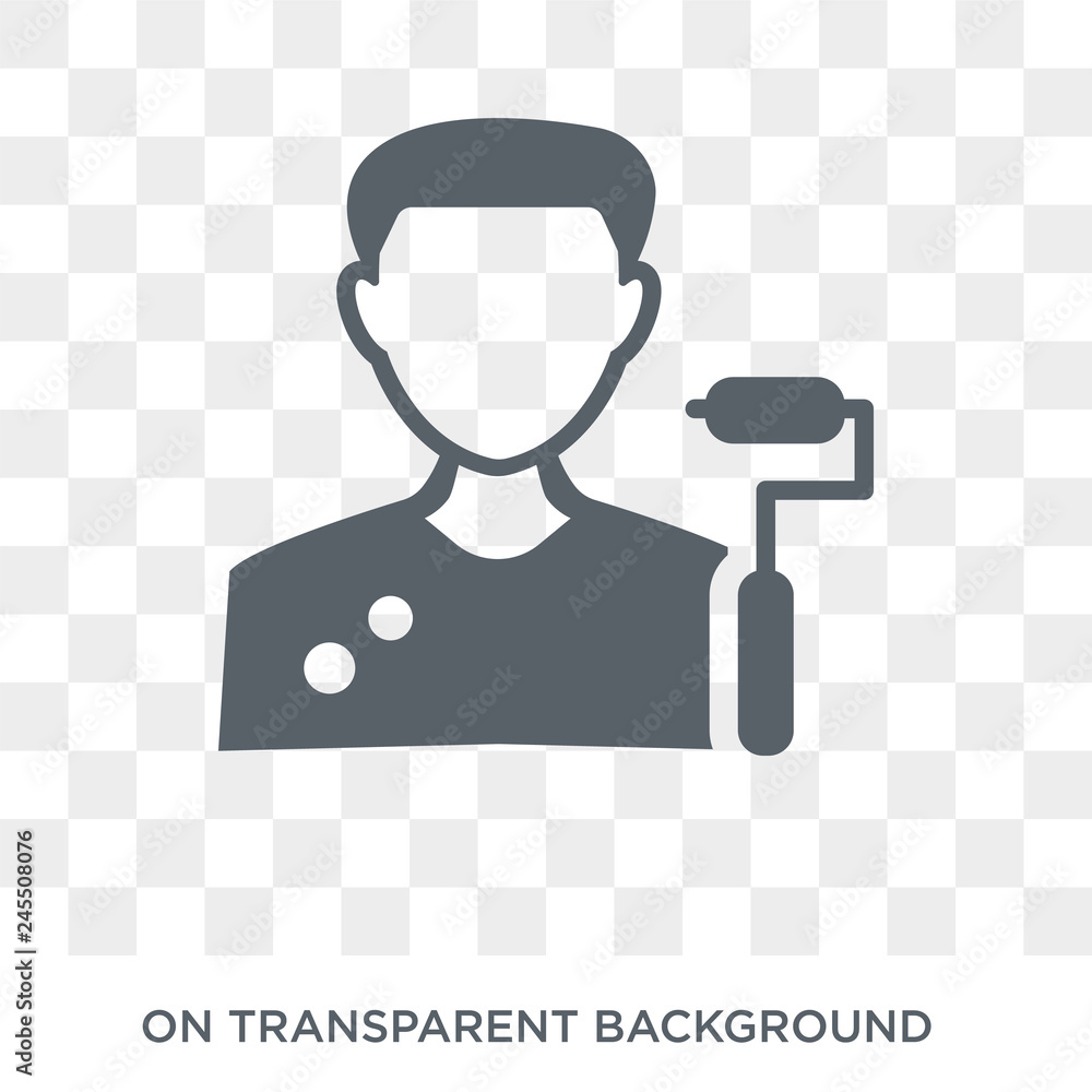 Poster dyer icon. trendy flat vector dyer icon on transparent background from professions collection. high 
