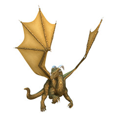 3D Rendering Fairy Tale Dragon on White