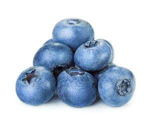 heap of ripe blueberry fruits isolated on white background