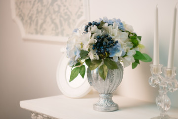 elegant interior bouquet of the bride in a vase