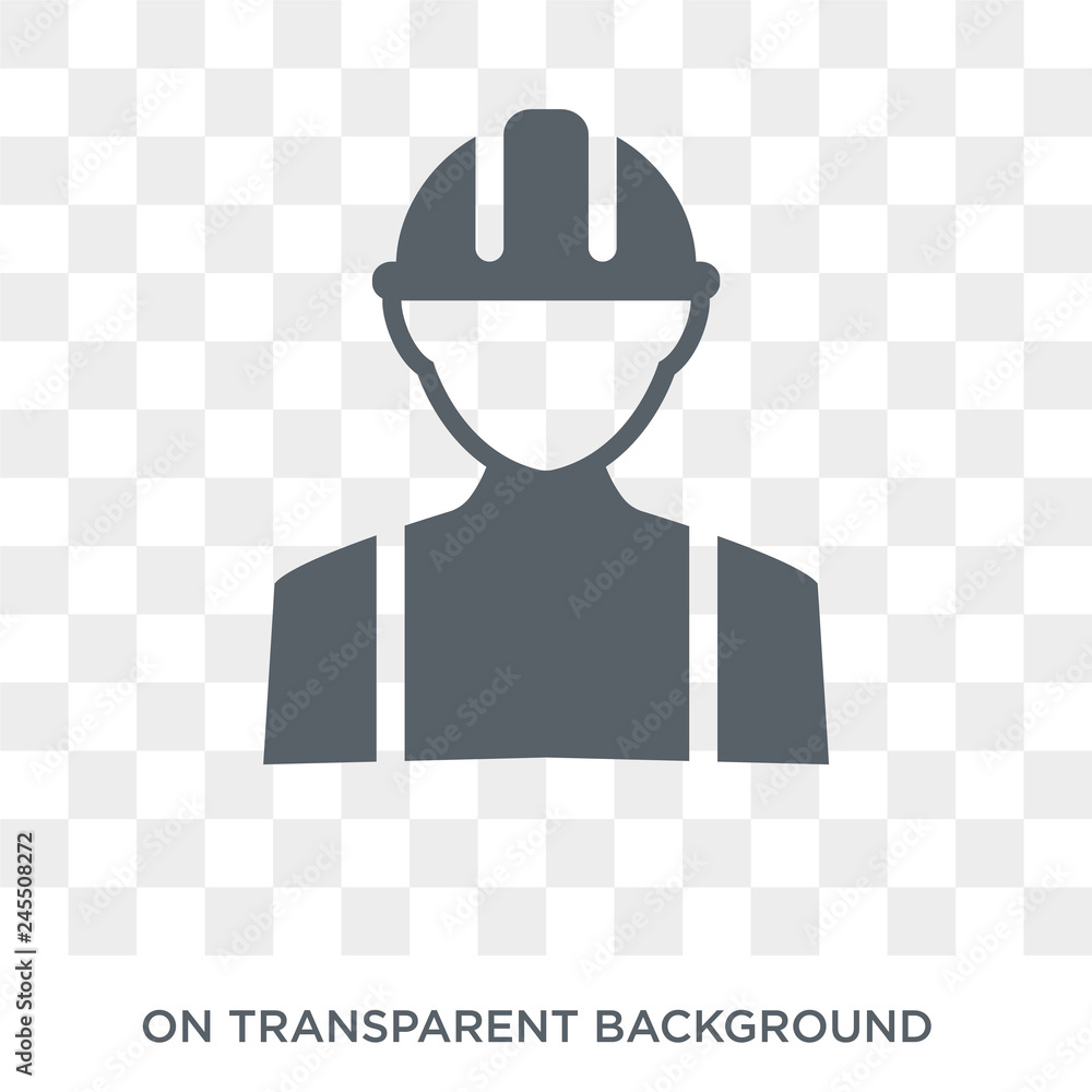 Poster builder icon. trendy flat vector builder icon on transparent background from professions collection.