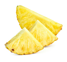 sliced fresh pineapple fruit isolated on white background