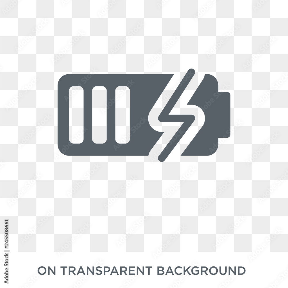 Poster charging icon. charging design concept from collection. simple element vector illustration on transp