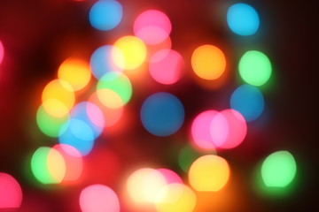 Bokeh light that has many spherical shapes and many colors on the background with blur and darkness.