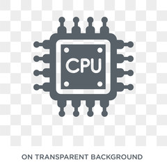 Cpu icon. Trendy flat vector Cpu icon on transparent background from Artificial Intelligence, Future Technology collection. High quality filled Cpu symbol use for web and mobile