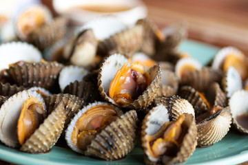 Scallops in the dish, food for everyone in the family.