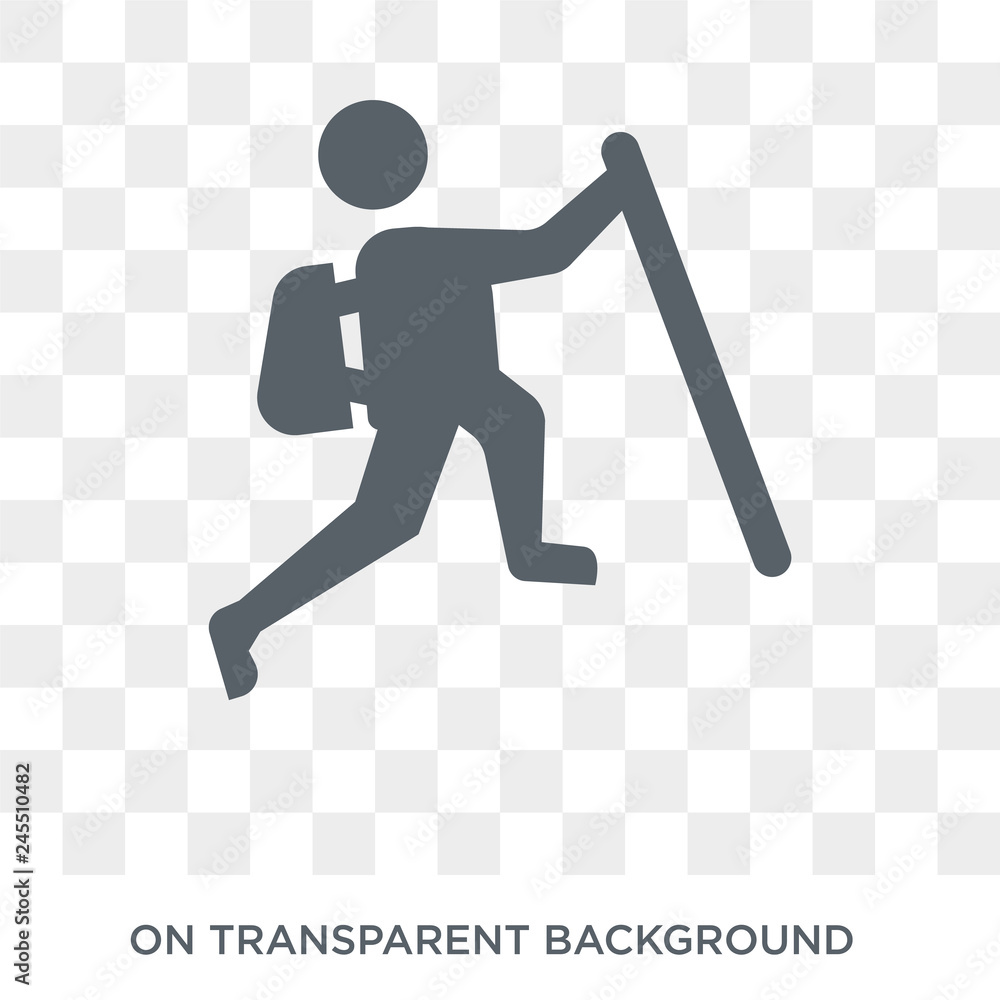 Poster man in hike icon. trendy flat vector man in hike icon on transparent background from people collecti