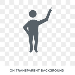 Man pointing icon. Trendy flat vector Man pointing icon on transparent background from People collection. High quality filled Man pointing symbol use for web and mobile