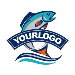 Fish vector design logo template. Seafood restaurant idea.