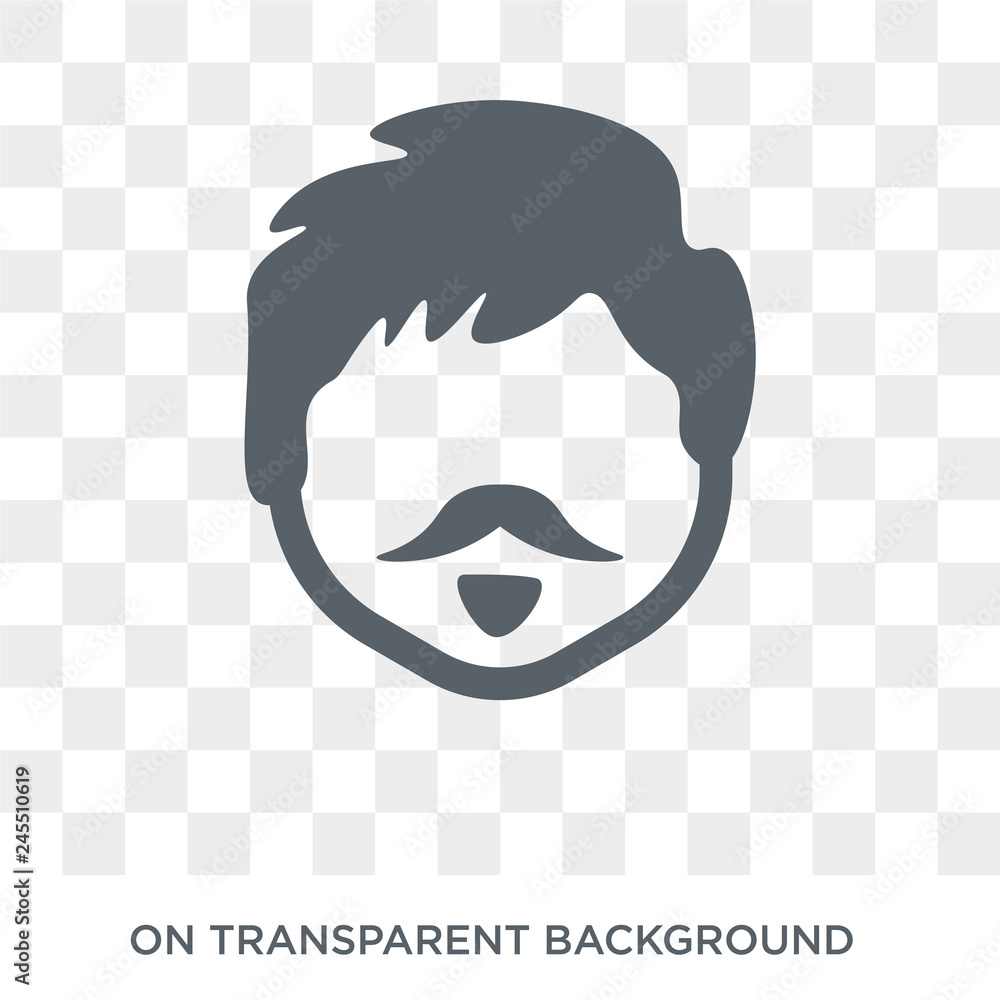 Poster man face with beard icon. trendy flat vector man face with beard icon on transparent background from