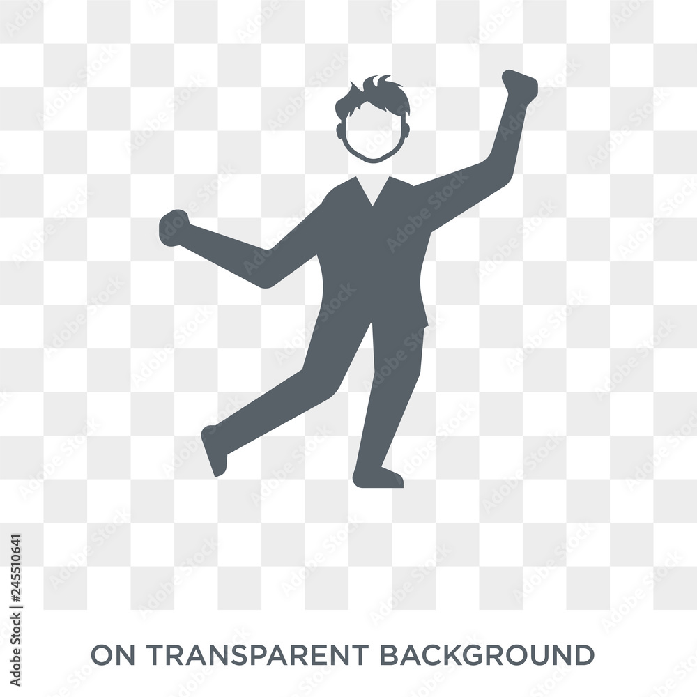 Poster man dancing icon. trendy flat vector man dancing icon on transparent background from people collecti