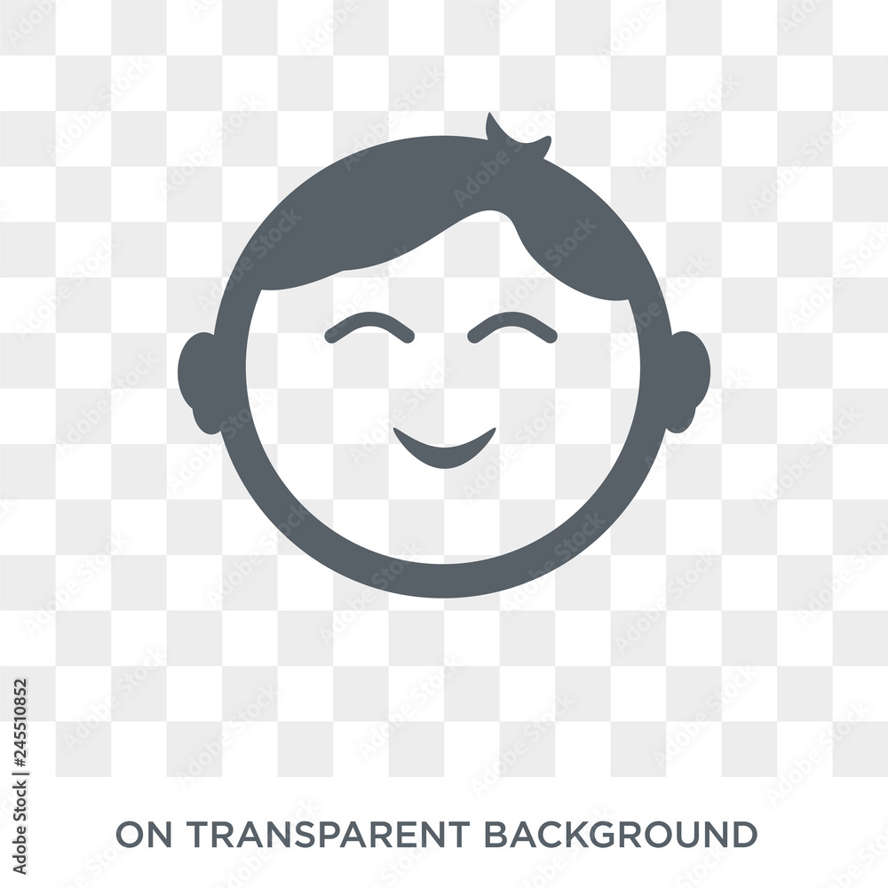 Poster child face icon. trendy flat vector child face icon on transparent background from people collection