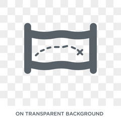 Treasure Map icon. Trendy flat vector Treasure Map icon on transparent background from Nautical collection. High quality filled Treasure Map symbol use for web and mobile