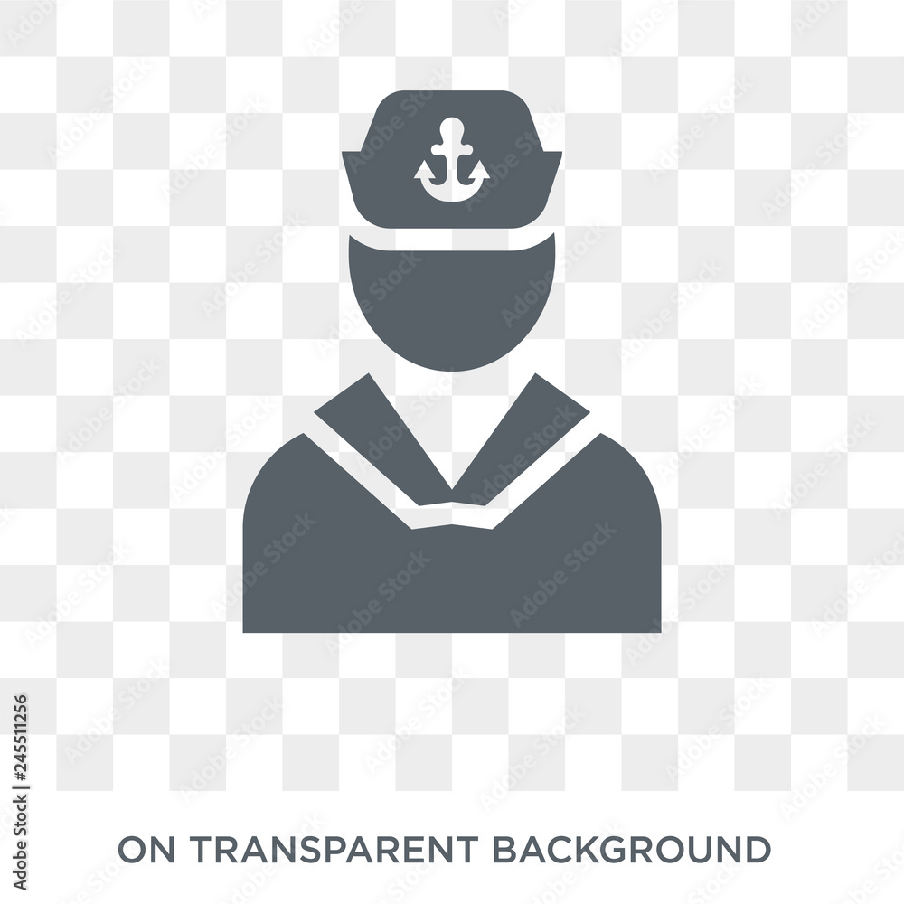 Poster sailor icon. trendy flat vector sailor icon on transparent background from nautical collection. high