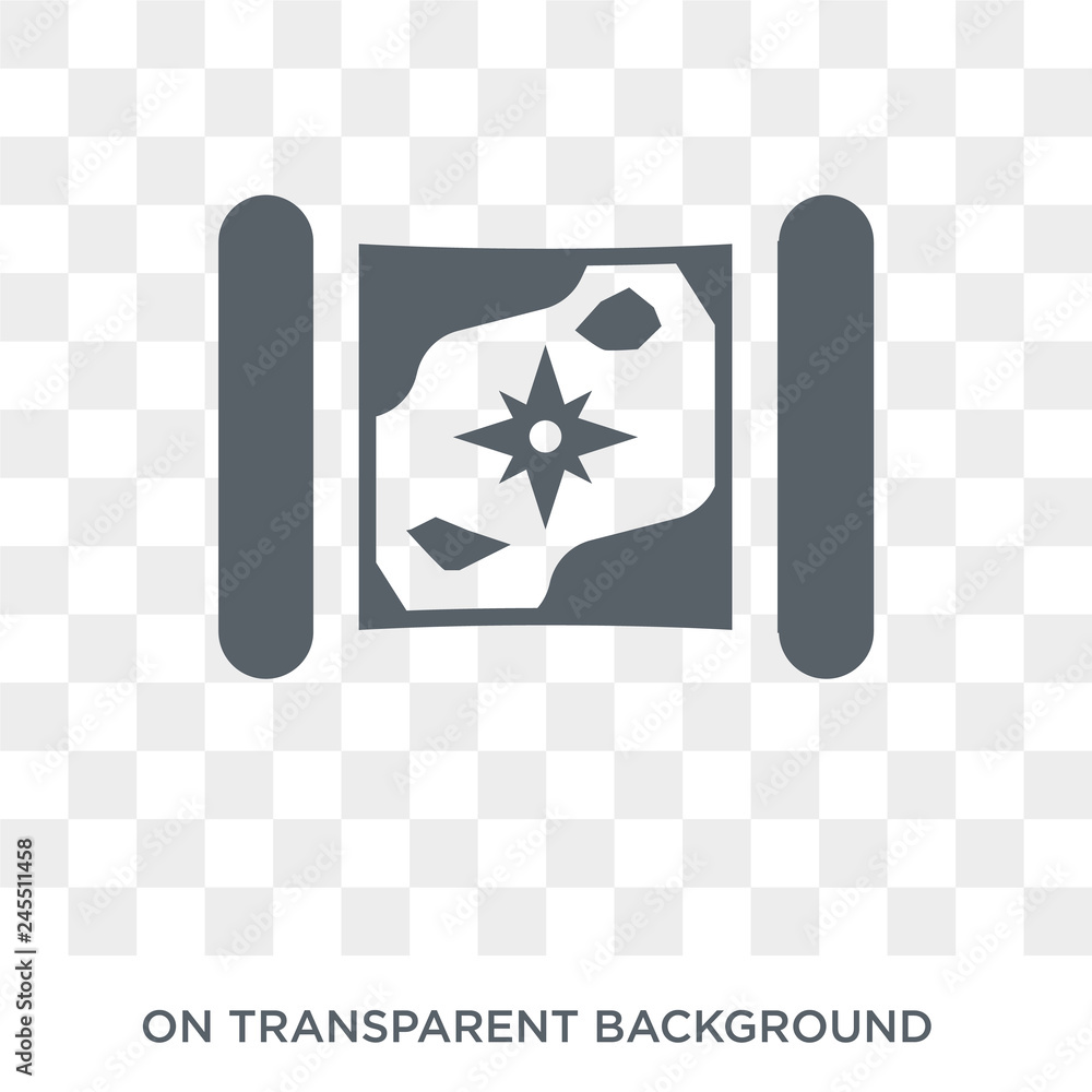 Poster nautical map icon. trendy flat vector nautical map icon on transparent background from nautical coll