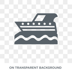 motorboat icon. Trendy flat vector motorboat icon on transparent background from Nautical collection. High quality filled motorboat symbol use for web and mobile