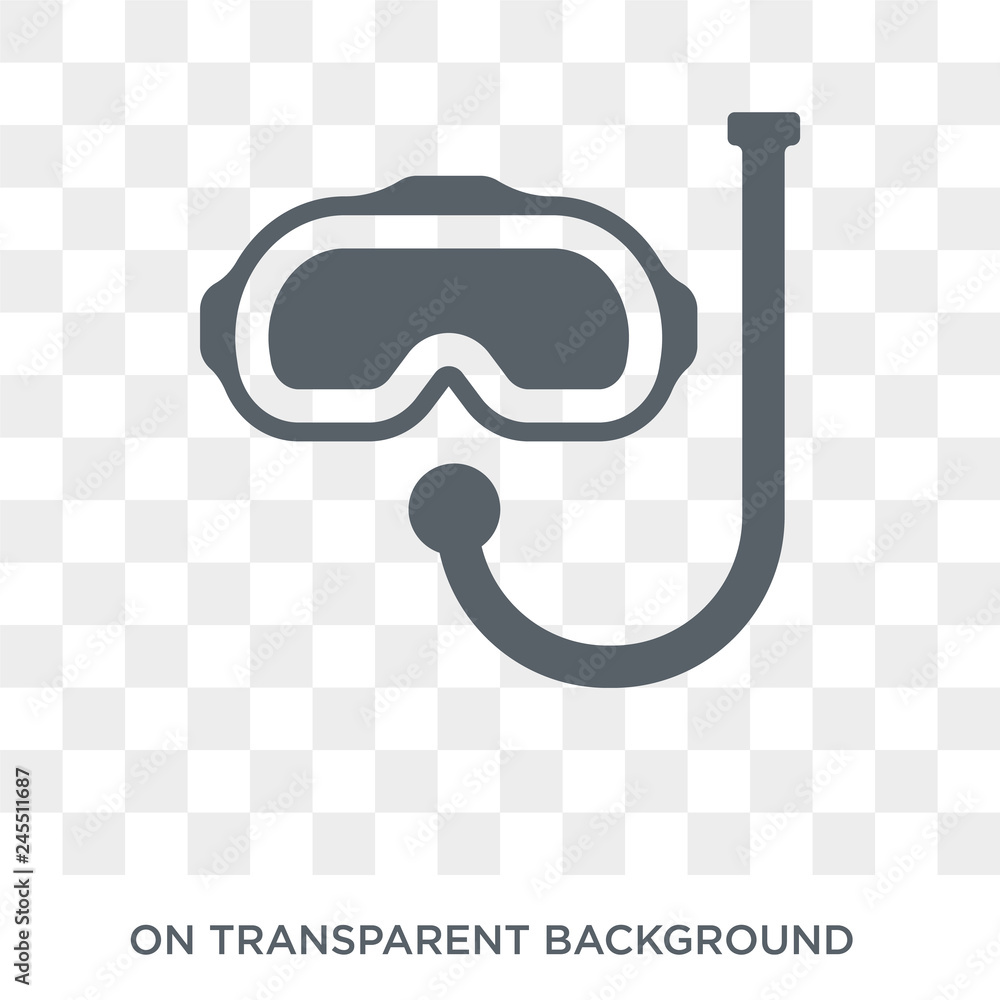 Poster diving mask icon. trendy flat vector diving mask icon on transparent background from nautical collec