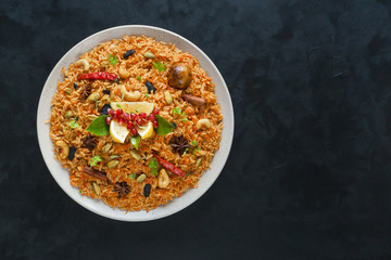Vegetarian Hyderabadi Dum Biryani. Ramadan food.
