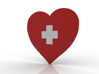 Obraz premium 3d rendering plus sign on a heart