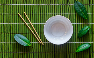  poke bowl, japanese table setting,  green, table, tropical, ceramic,