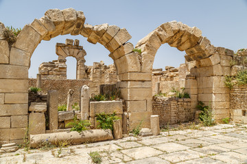 Ruins of the ancient Roman town Mactaris (modern Maktar), Tunisia