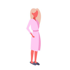 blonde woman wearing pink robe woman full length female cartoon character flat isolated