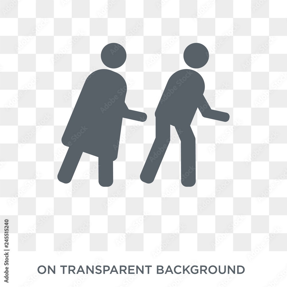 Poster walking icon. trendy flat vector walking icon on transparent background from maps and locations coll