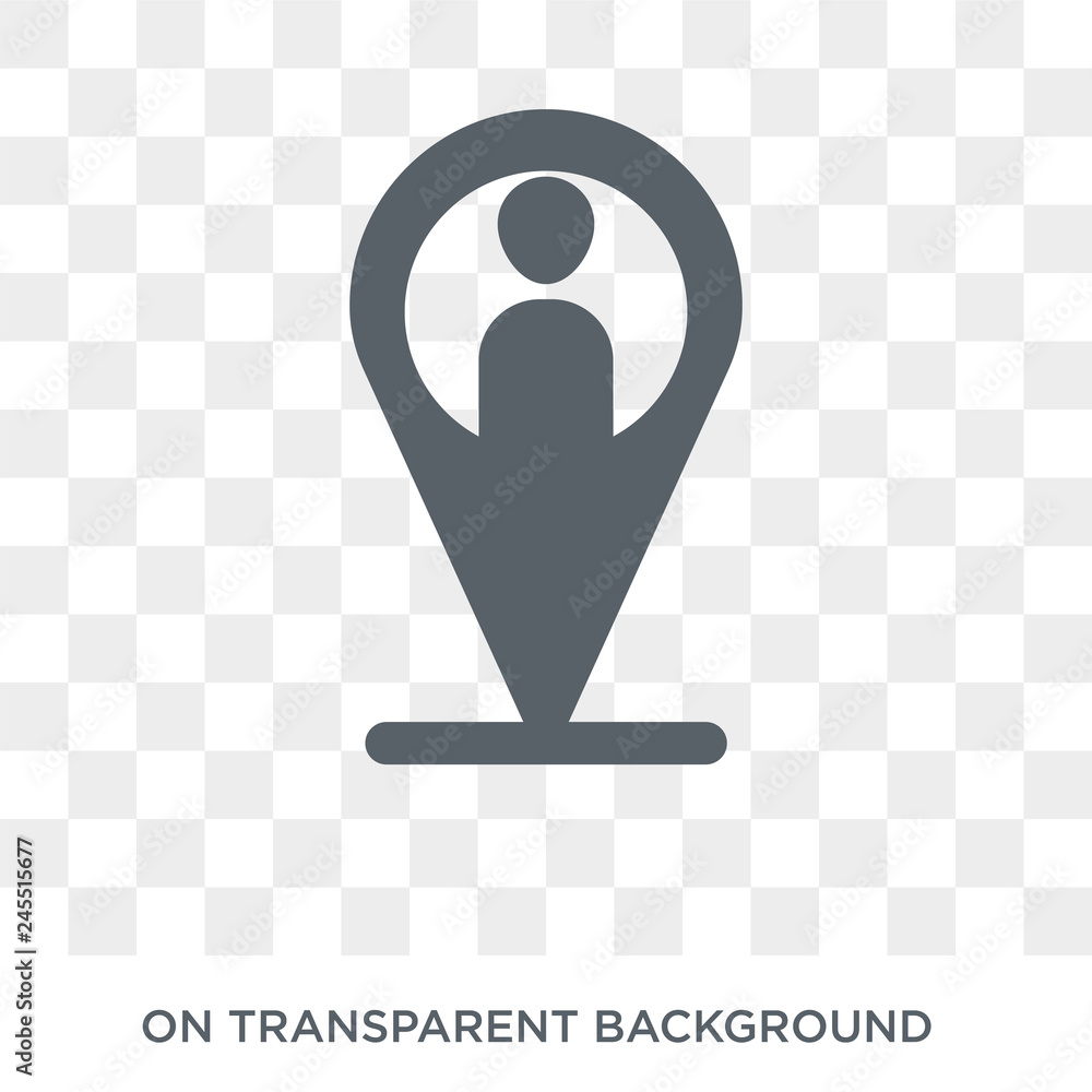 Poster human location icon. trendy flat vector human location icon on transparent background from maps and 