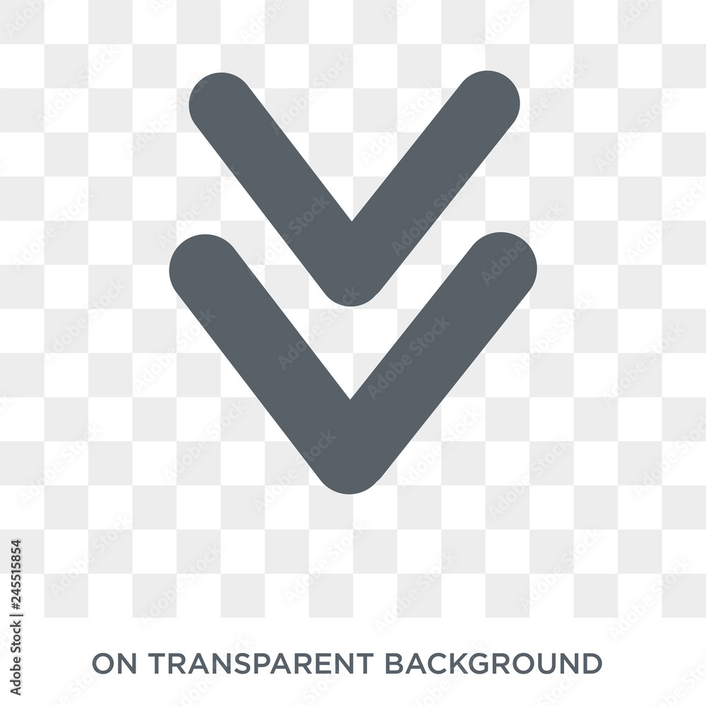 Poster down chevron icon. trendy flat vector down chevron icon on transparent background from maps and loca
