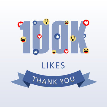 100K Likes Thank you number with emoji and heart- social media gratitude ecard