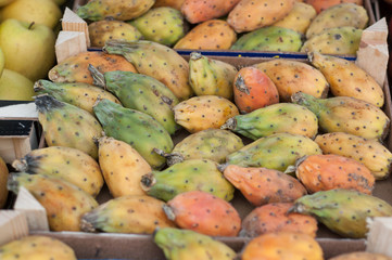 closeup of prickly pear at the market
