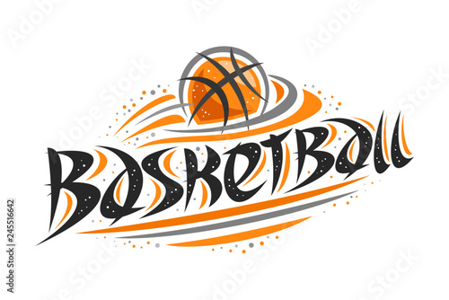 Vector Logo For Basketball Sport Contour Illustration Of Flying