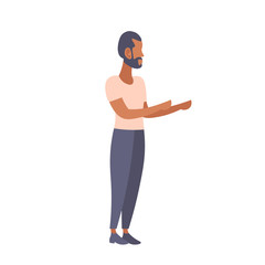 african american man pointing hands gesture business presentation concept casual guy freelancer full length male cartoon character flat isolated