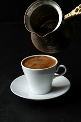 Turkish coffee, pouring coffee