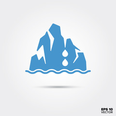 Melting iceberg Icon. Global warming Symbol.