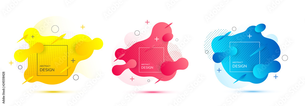 Poster Abstract banners with flowing liquid shapes. Fluid design. Abstract vector background.