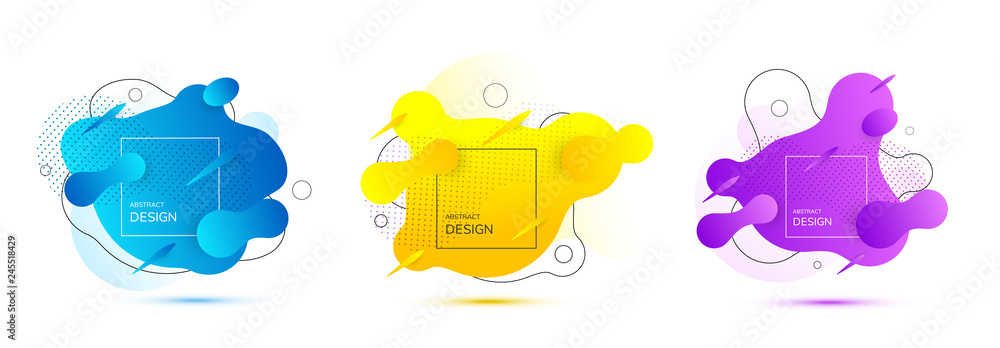 Poster Abstract banners with flowing liquid shapes. Fluid design. Abstract vector background.